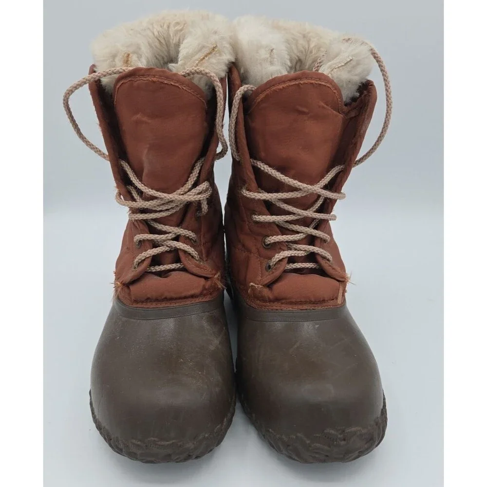 Vintage Sorel Geneva Winter Duck Boots Wool Sock Brown Rust Womens Size 7